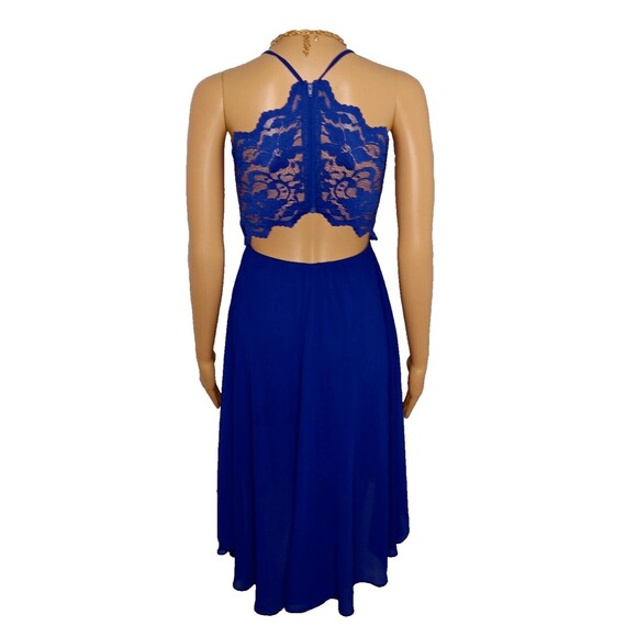 B. Smart Blue Size 3 Elegant Flowy Cocktail Party Dancing Dress Lace Zip Back - Picture 12 of 14